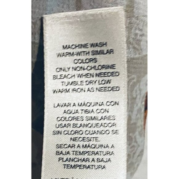 Chicos Top Womens Large 12 Boho Paisley Print Sheer Asymmetrical Hem Flowy - Picture 9 of 10